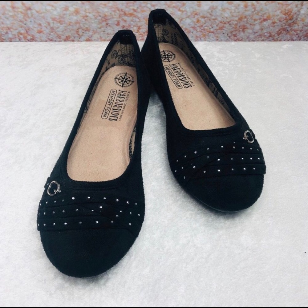 Harborsides Memory Foam Black Ballet Flats Size 8